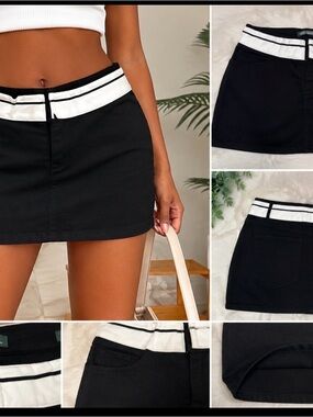 wild fable Black Bike Shorts with White Waistband